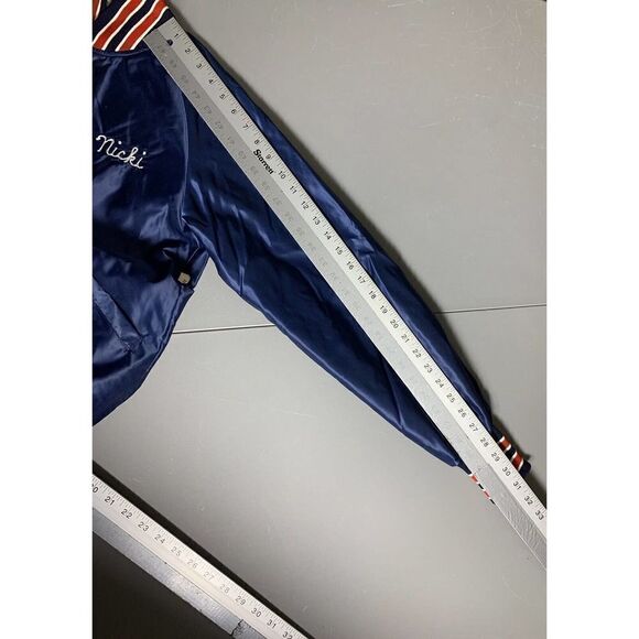 Vintage Butwin Satin Blue Jacket Mens XS Bomber Coat Snap 80s USA - Picture 10 of 16